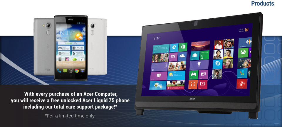 Products | For a limited time get a free Acer phone with the purchase of an Acer computer
